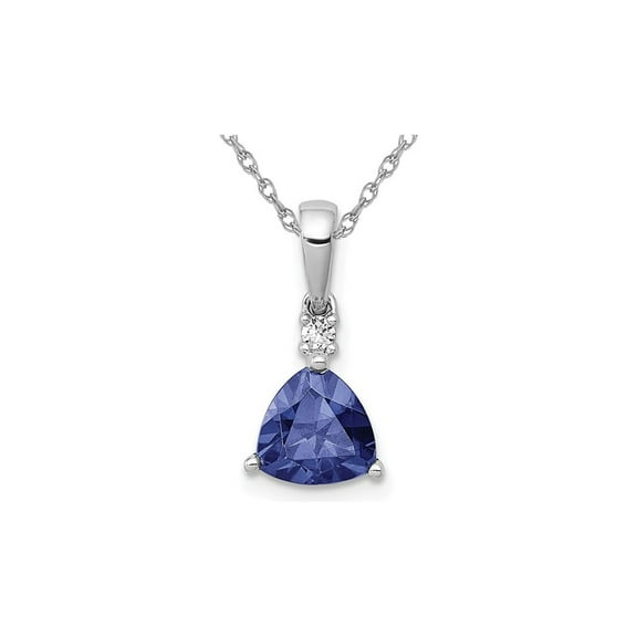 9/10 Carat (Ctw) Tanzanite Trillian Drop Pendant Necklace in 14K White Gold with Chain for Women