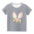 thumbnail image 1 of Penkiiy T-Shirts de Pâques pour Enfants Garçons Filles Mode Oreilles de Lapin de Pâques Imprimé Col Rond Manches Courtes 3 Ans Gris, 1 of 4