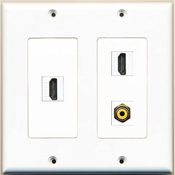 RiteAV - 2 Port HDMI 1 Port RCA Yellow - 2 Gang Wall Plate