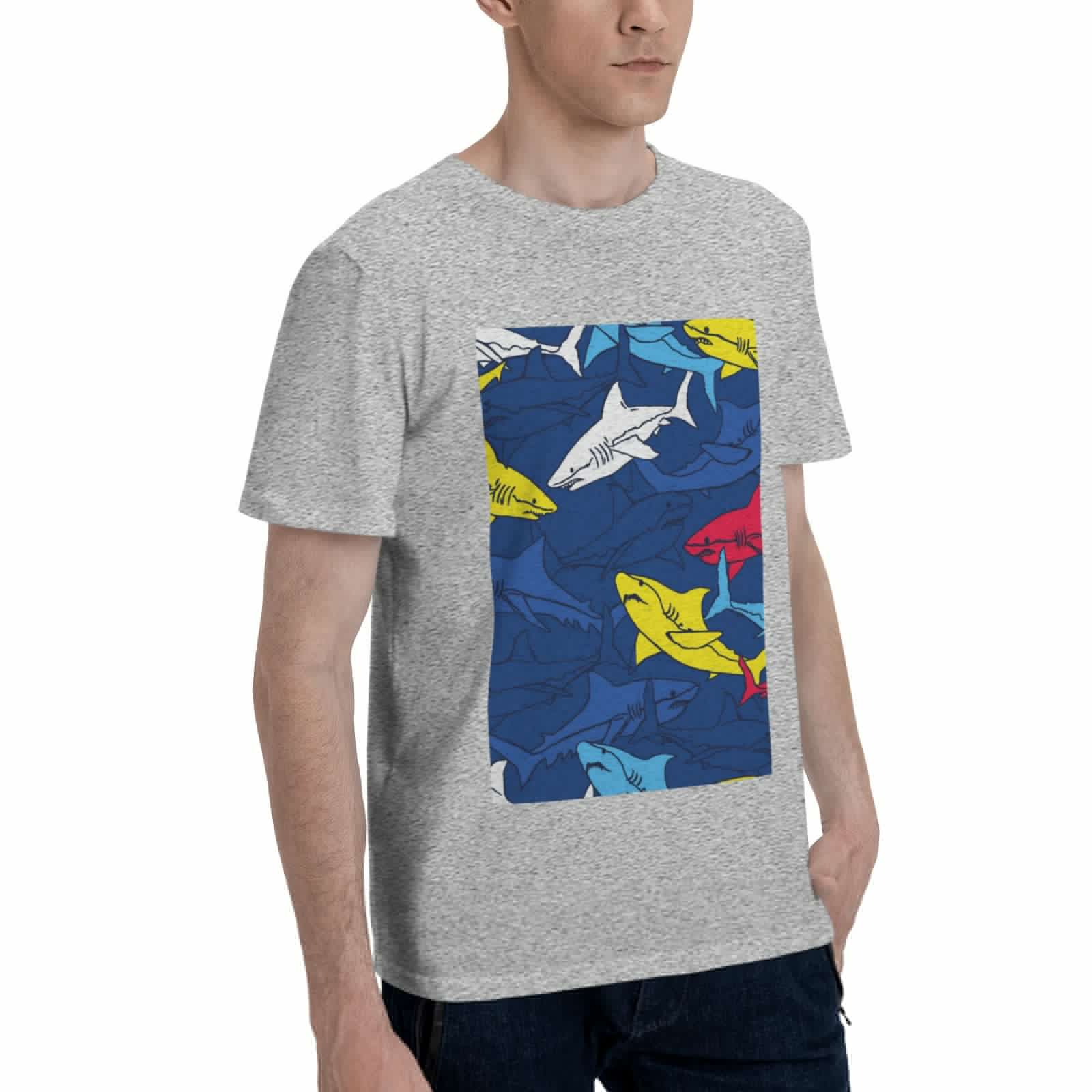 thumbnail image 2 of Bingfone Cartoon Shark Men'S Loose Fit Short-Sleeve Pocket T-Shirt, 2 of 7