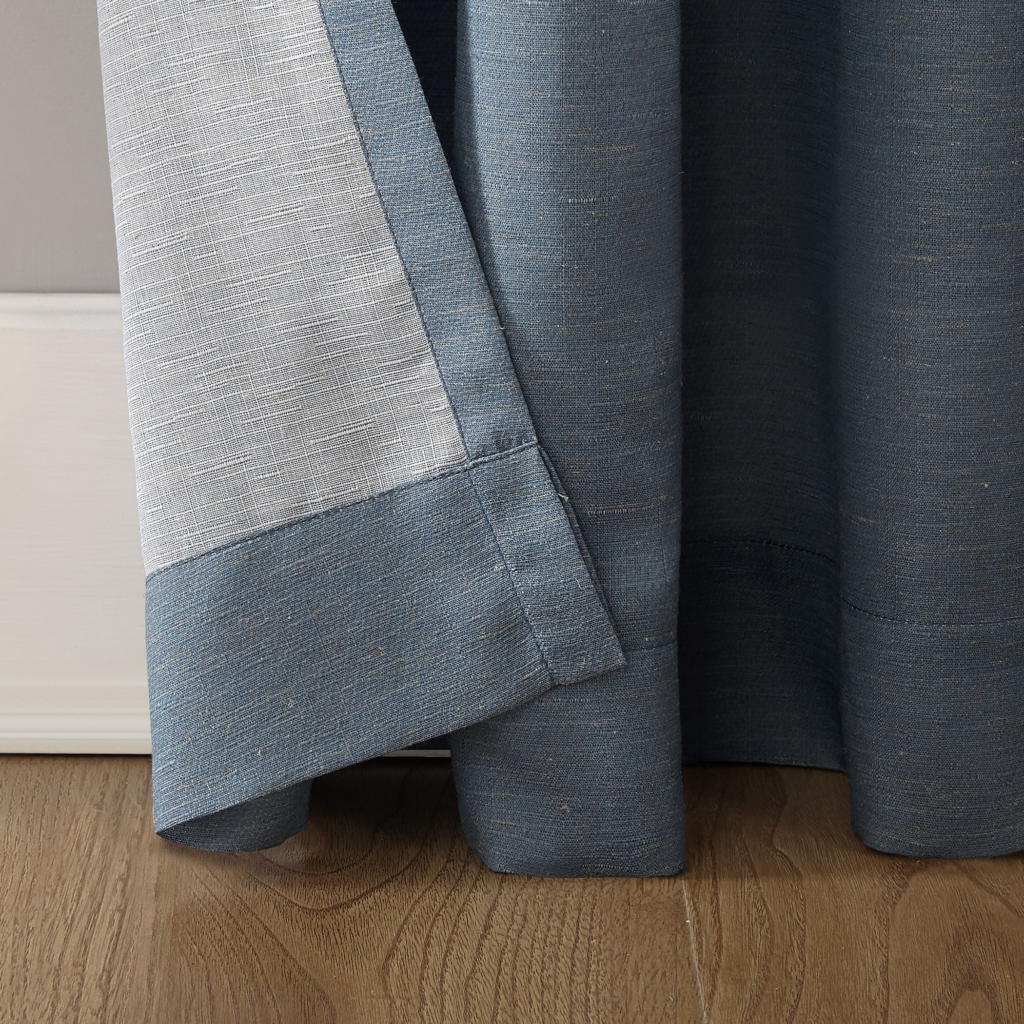 No. 918 Daniela 1-Piece Linen Blend Semi-Sheer Rod Pocket Curtain Panel, 54"x63", Denim Blue