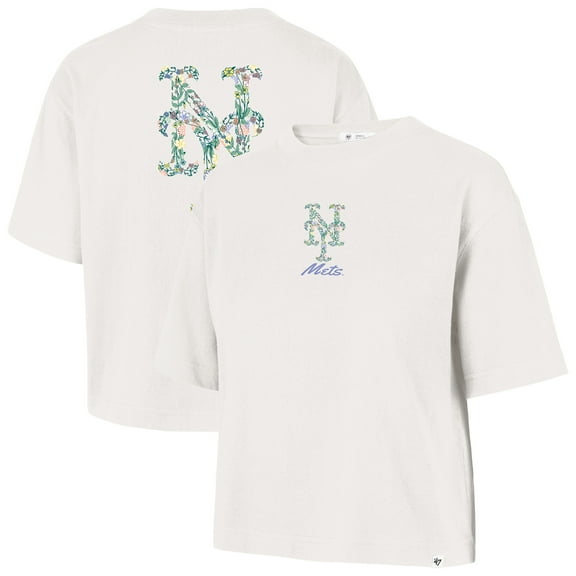 Women's '47 Natural New York Mets Full Bloom Cropped T-Shirt