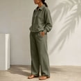 thumbnail image 5 of Mfakffe Womens 2‑Piece Casual Outfit Half‑Zip Collared Top and Wide Leg Pants Set Loose Relaxed Matching Tracksuit for Daily Wear, 5 of 6
