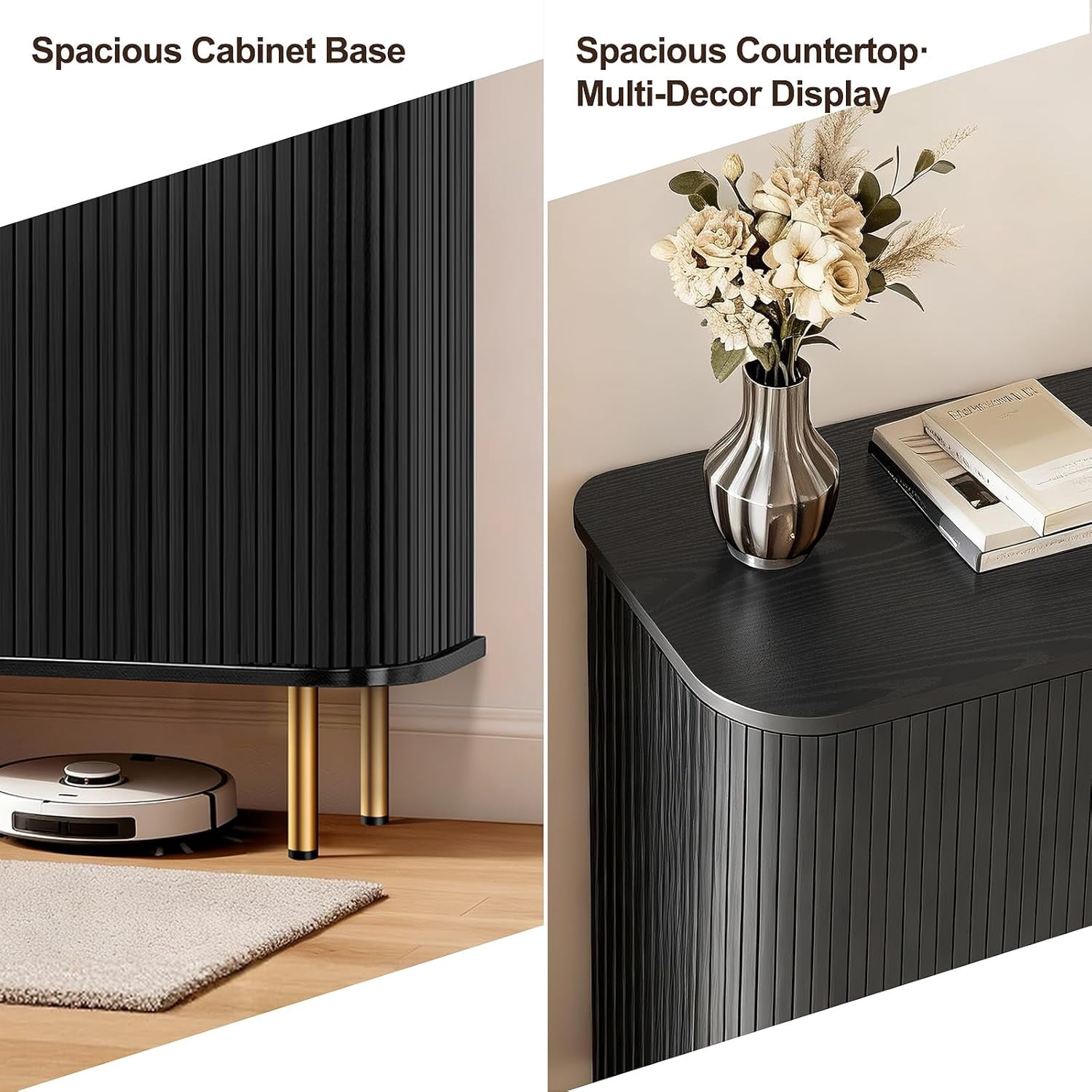 Shoe Storage Cabinet with Sliding Door, 6-Tier Shoe Cabinet with Adjustable Shelves, Mid-Century Modern Freestanding Shoe Storage Organizer for Entryway, Hallway, Living Room (Black)