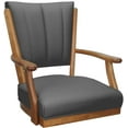 thumbnail image 3 of Leather Classic Caster Solid Wood Dining Chair - Gray on Honey Frame, 3 of 3