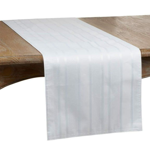 Fennco Styles Delicate Woven Jacquard Stripe Tablecloth - White Table Cover for Home, Dining Room Décor, Banquets, Family Gathering, Wedding and Special Occasion