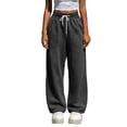 thumbnail image 3 of Oksale Womens Petite Sweatpants with Pockets Elastic Drawstring Waisted Straight Leg Sweat Pants Comfy Moisture Wicking Loose Gym Pants for Fall Black M, 3 of 9