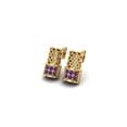 thumbnail image 2 of 925 Sterling Silver Gold Vermeil Elegance Round Amethyst Women Stud Valentines Day Gifts Earrings, 2 of 4