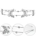 thumbnail image 3 of Rhinestone Butterflies Headband Rhinestone Headdress Bride Bridesmaids Headband, 3 of 3