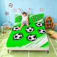 thumbnail image 3 of Manfei Football Sport Bed Sheets, Geometric Stripe Full Size Sheets, Vivid Green White 4 Pieces(1 Flat Sheet, 1 Fitted Sheet and 2 Pillowcases), 3 of 6