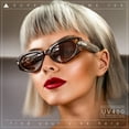 thumbnail image 4 of Womens Art Deco Mod Thick Temple Cat Eye Sunglasses Black - Red, 4 of 10