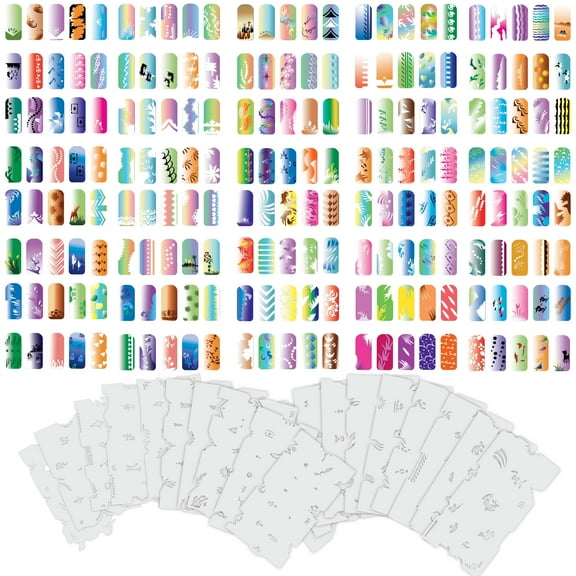 Custom Body Art Airbrush Nail Stencils - Design Series Set # 8 includes 20 Individual Nail Templates with 16 Designs