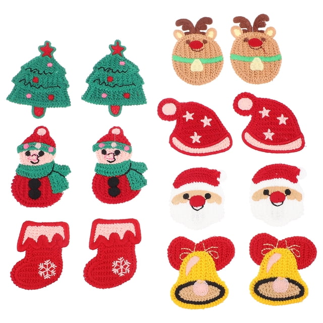 LOLIPPYY 14Pcs Festive Handmade Knitting Hair Barrettes for Children Christmas Theme