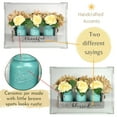 thumbnail image 2 of Bekitchen Dinner Table Centerpiece Decor with 3 Blue Ceramic Mason Jars & Rose Bouquet Flowers, 2 of 5