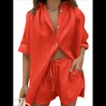 thumbnail image 1 of Conjunto de Chándal de 2 Piezas para Mujer, de Verano, con Top de Corta y Pantalones Cortos. Naranja Rojo L, 1 of 9