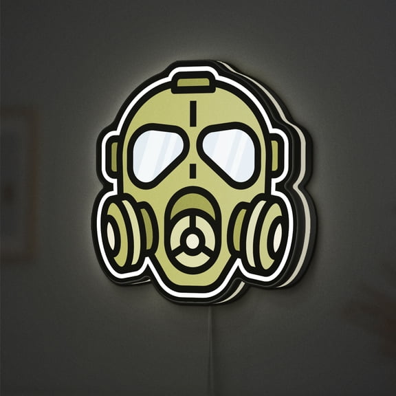 Gas Mask 3D Novelty Light Box, Industrial Themed Light for Urban Rooms and Apocalypse Enthusiasts (Width 16 inch, 40cm)