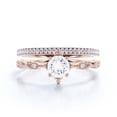 thumbnail image 1 of Dazzling Boho & hippie 1.75 Carat Round Diamond Moissanite Engagement Ring, Wedding Ring in 925 Sterling Silver With 18k Rose Gold Plating, Affordable Gift For Woman, Bridal Set, Matching Band, 1 of 3
