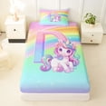 thumbnail image 3 of Erosebridal Cute Rainbow Unicorn Twin Sheet Sets,Watercolor Alphabet D Girls Personalized Gifts Bedding For Kids 3 Pieces, 3 of 6