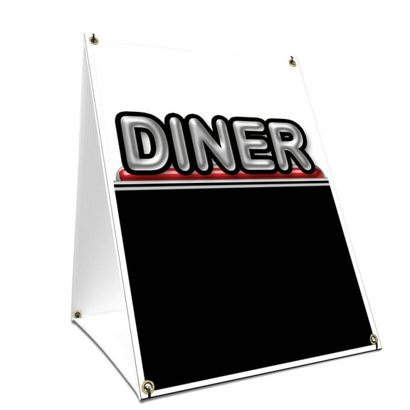 A-frame Sidewalk Diner Sign With Graphics On Each Side | 24" X 36" Print Size