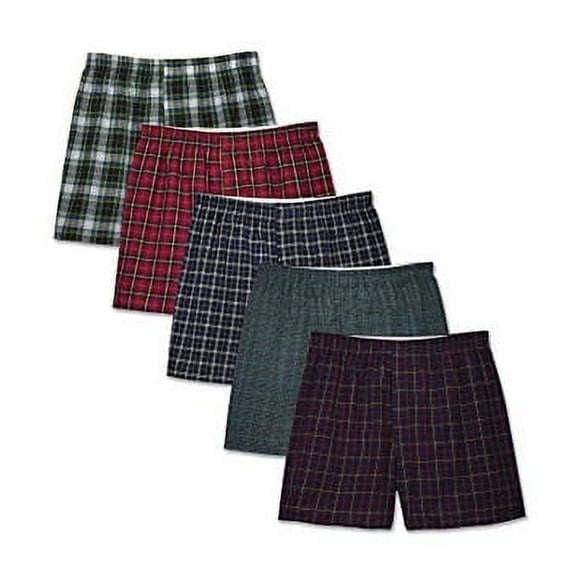Fruit of the Loom Men's Tag-free Woven Boxer Shorts Underwear,Assorted 5 Pack,Medium