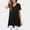 Black, variant on Women's Tops Short Sleeve V Neck Holiday T-Shirts Pink Solid Casual Tunic Clothing for Women