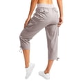 thumbnail image 4 of CAIVO Women Capris Pants Summer Solid Color Loose Drawstring Slacks Pocket Cargo Pants Calf Length Leisure Bottoms, 4 of 7