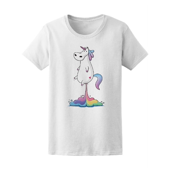 Cute Unicorn Rainbow Fart Women T-Shirt - Image by Shutterstock, Female Small