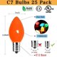 thumbnail image 4 of Couah Bombillas navideñas C7 Bombillas de repuesto multicolores (paquete de 25) Bombillas de repuesto para luces de cadena de cerámica C7 para exteriores, base de candelabro C7/E12, 5 vatios, 4 of 4