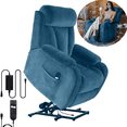 thumbnail image 3 of Lohoms Metal Wood Sponge Recliners with Remote Control, Blue, 3 of 10
