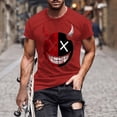 thumbnail image 2 of UVEASISHA Men's Novelty Graphic T-Shirts Short Sleeve Funny Face Printed Casual Tees Breathable Slim Fit Gym Workout Shirts Comfy Crewneck Pullover Red M, 2 of 6