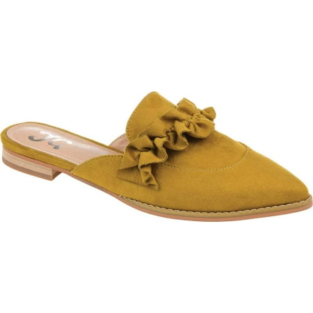 

Women s Journee Collection Kessie Pointed Toe Mule Chartreuse Microsuede Fabric 6 M