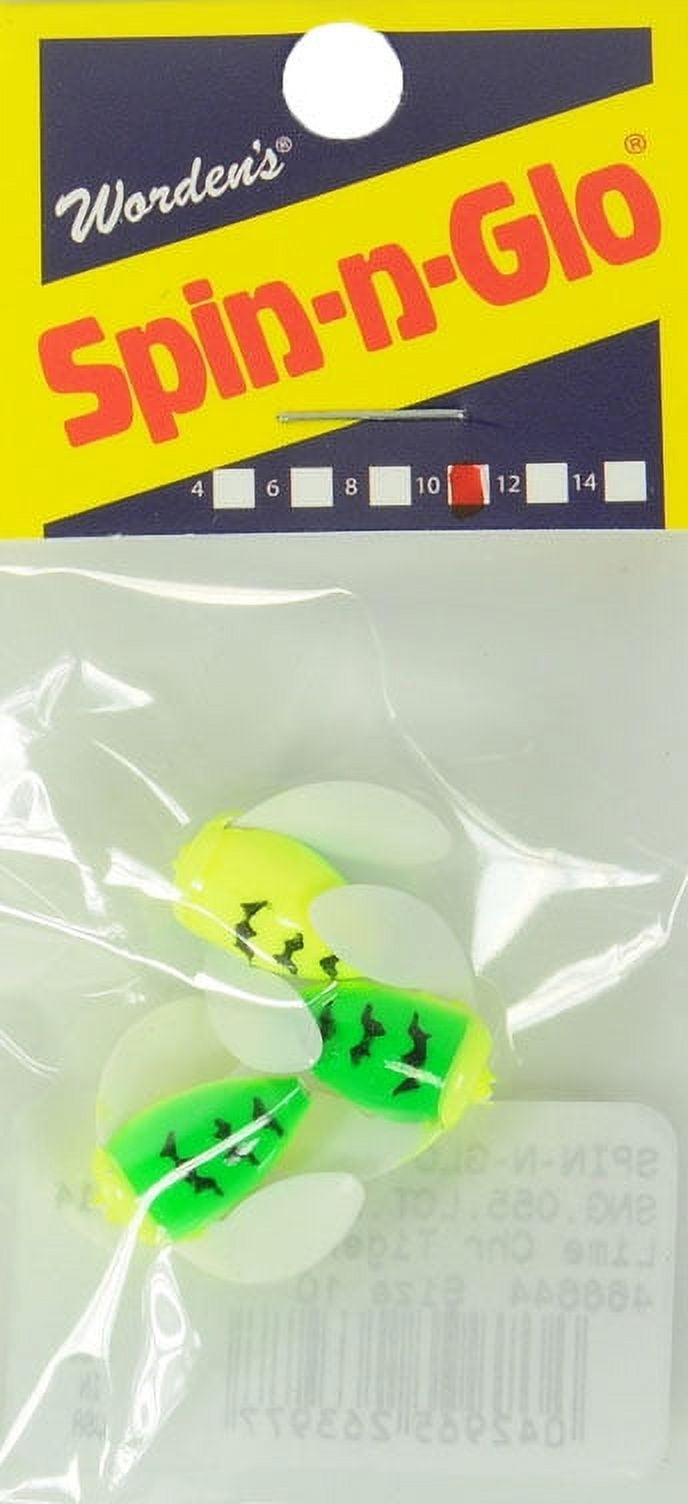 Yakima Bait Worden's Spin-N-Glo 9/16" Drift Bobbers, Lime Chartreuse Tiger, Size 10, 3 Count