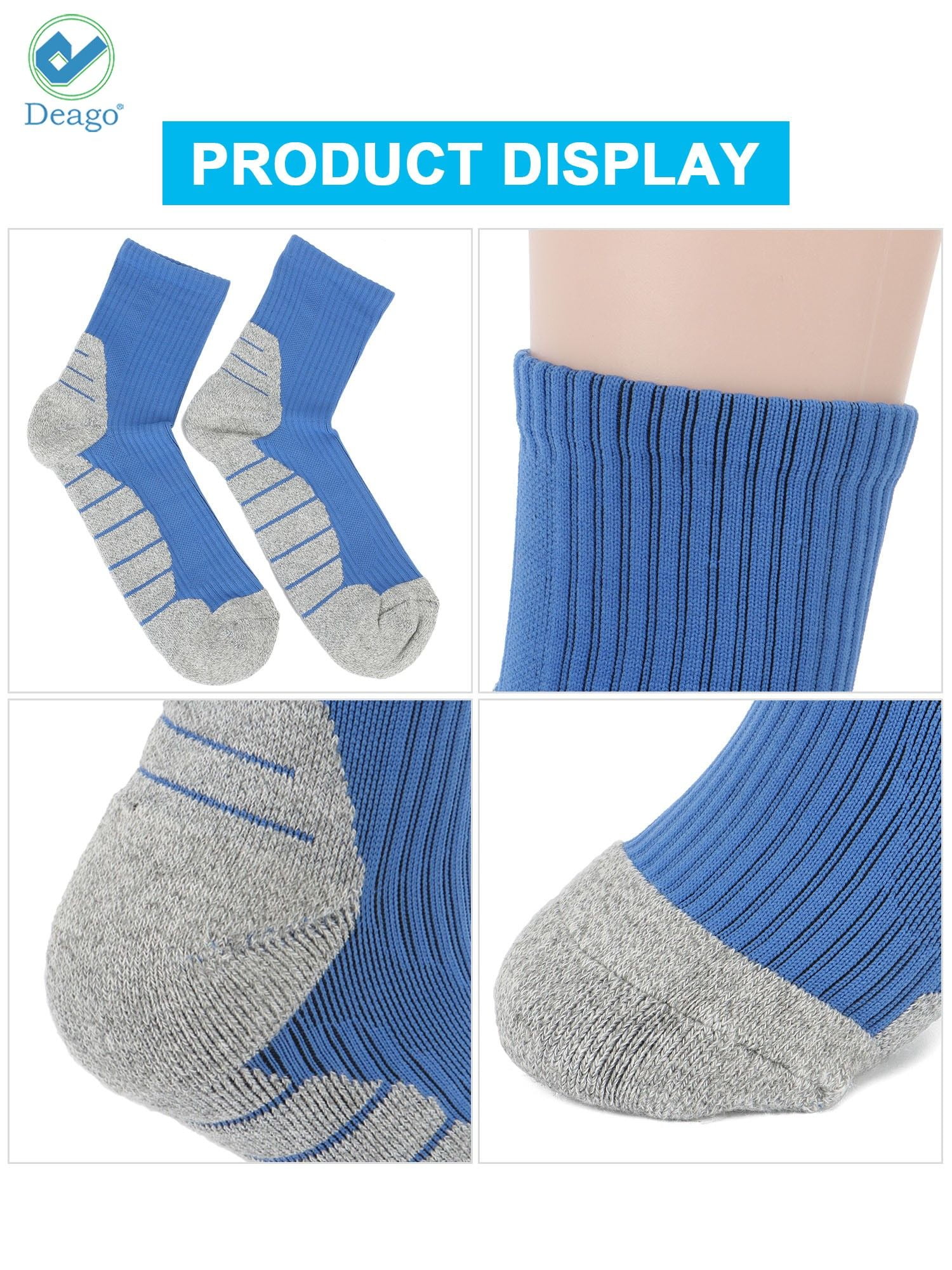 Deago 5 Pairs Men's Athletic Ankle Socks Low Cut Cushioned Comfort Cotton Running Socks Size 8-12 (Green)