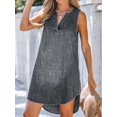 Cupshe Women's Denim VNeck Mini Dress Sleeveless Dresses V Neck Dressing Casual Summer,Black