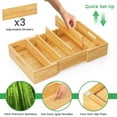 thumbnail image 4 of Semiocthome Drawer Organizer Bamboo Expandable Lid Organizer with 3 Adjustable Divider,Kitchen,Natural, 4 of 9