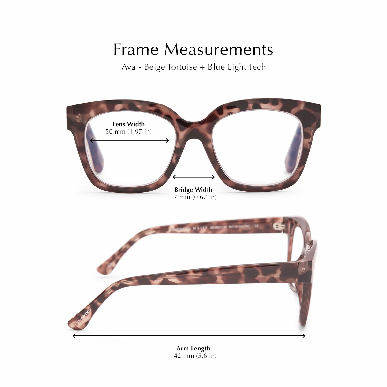 Compliments by DIFF Eyewear Ava Blue Light Reading Glasses for Women Beige Tortoise +1.0