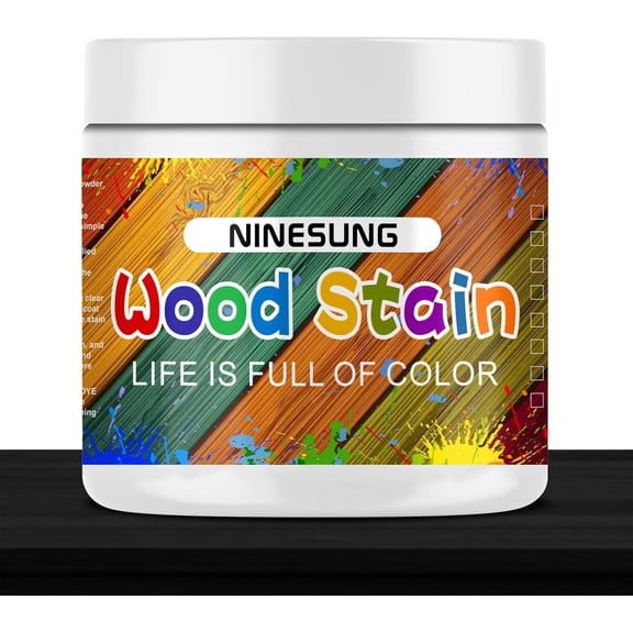 Black Wood Stain | Wood Scratch Repair | Colored Wood Stain for Indoor and Outdoor Furniture | Fast Drying Water Based Stain for Wood | 16 Ounce Wood Stain and Sealer in One (Black, 16 Ounce)
