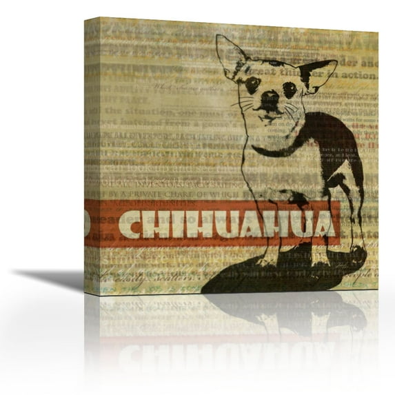 Chihuahua Sketch - Contemporary Fine Art Giclee on Canvas Gallery Wrap - wall décor - Art painting - 36 x 36 Inch - Ready to Hang