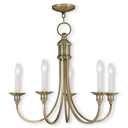 

Chandeliers 5 Light With Antique Brass Finish size 24 in 300 Watts - World of Crystal