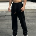 thumbnail image 3 of Hfolob Men's Casual Pants Elastic Waist Drawstring Beach New Sports Fitness Street Retro Leisure Cotton Trousers With Pockets, 3 of 8