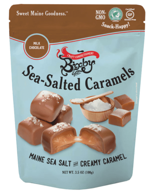 Bixby Milk Chocolate Sea Salted Caramels, 3.5 Ounce, Made in Maine, Gluten Free