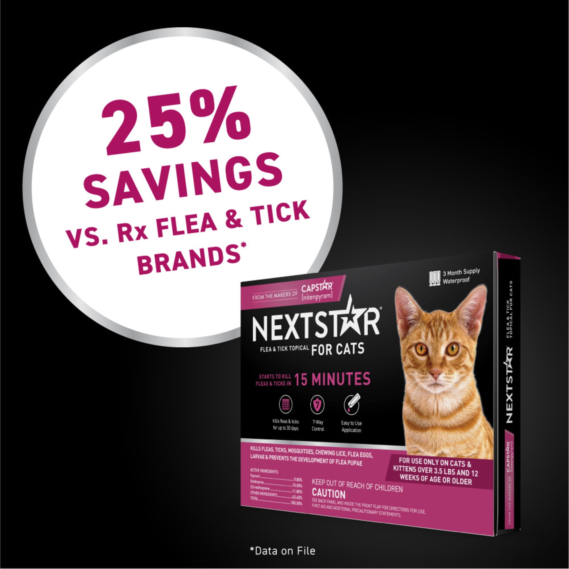 NEXTSTAR Flea & Tick Topical Prevention for Cats over 3.5 lbs, 1-Month Supply