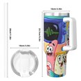 thumbnail image 4 of Pofeuu SpongeBob SquarePants Tasse à Glace en Acier Inoxydable 40OZ avec Poignée et Paille pour Plage/voyage, 4 of 8