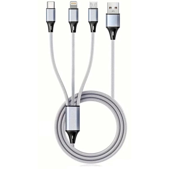 4' Type-C to Micro USB to IP Port Cable, Silver