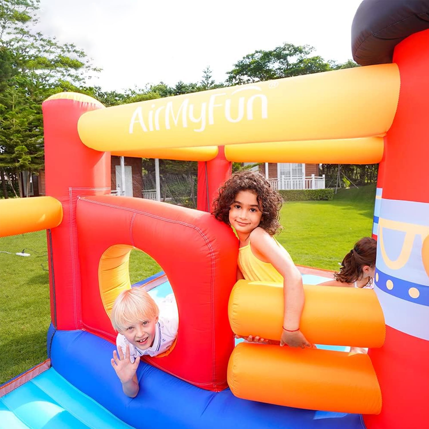 CIPACHO Inflatable Bouncer Castle for Kids, Jumping Bouncy House Slide with Blower, Bouncing Area and a Slide, Cute Clown Theme