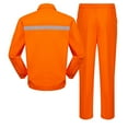 thumbnail image 4 of Penkiiy Unisex Work Suit With Long Sleeves Coat Jacket And Reflective Pants Color Blocking Set S Orange, 4 of 4
