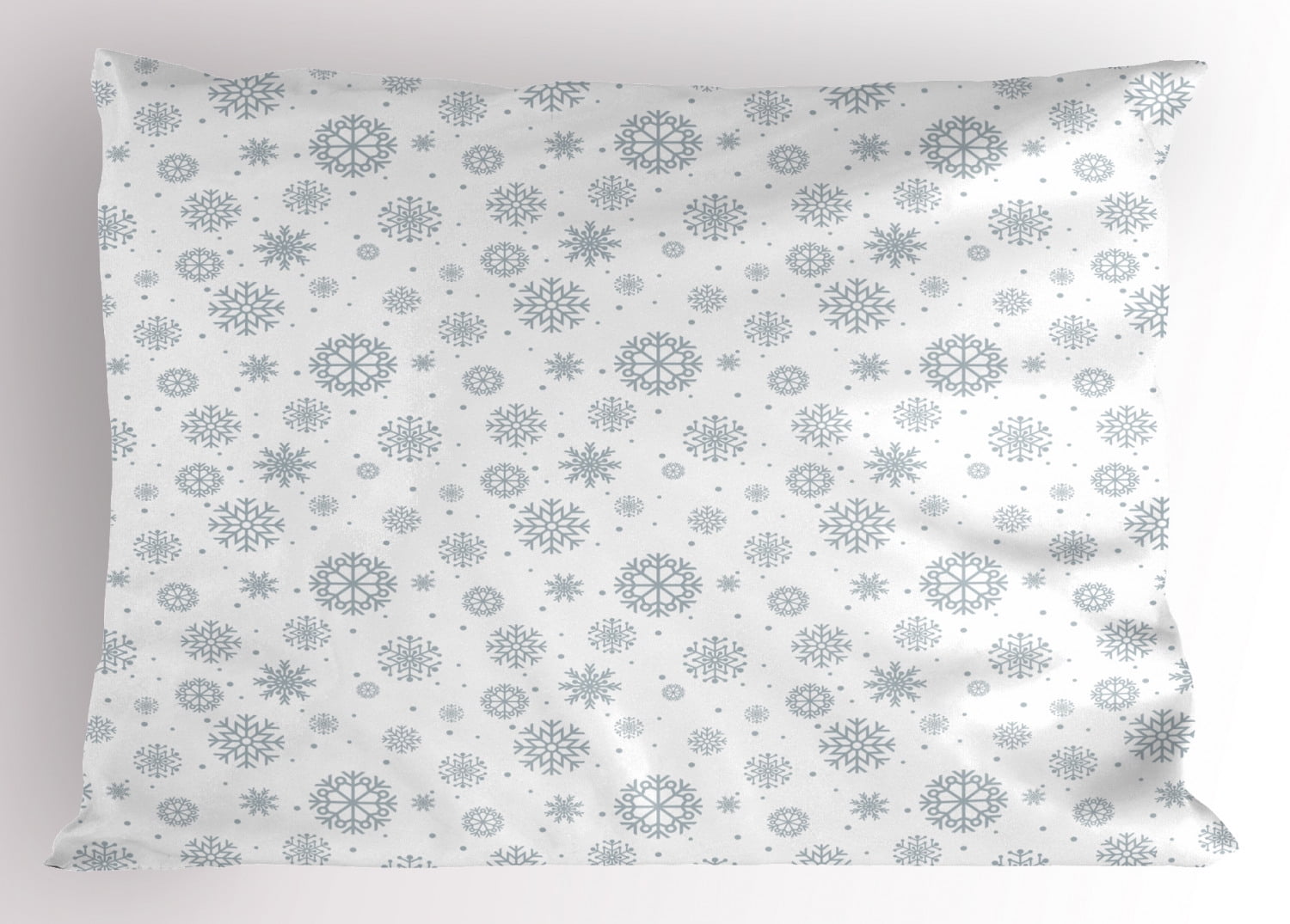 Winter Pillow Sham Pattern with Ornate Snowflake Motifs and Dots Retro Christmas Inspired