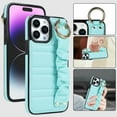thumbnail image 1 of ELEHOLD Luxury Leather Case for iPhone 13 Pro Max 6.7" with Anti-Loss Wristband Metal Ring Buckle Full Body Protective Shockproof Anti-Scratch Phone Case,Mint, 1 of 7