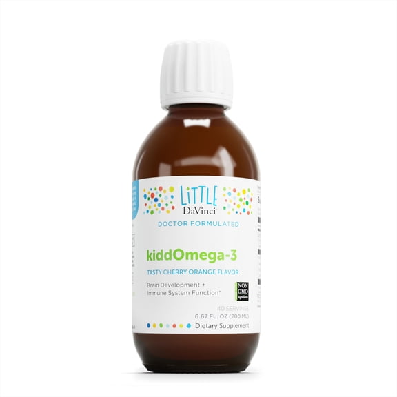 Little DaVinci KiddOmega-3 Liquid - Support Immune System & Brain* - Cherry Orange Flavor - 40 Servings - 200 ml