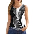 thumbnail image 2 of Qertyioot Womens Petite Plus Printed Button Round Neck Sports Tank Top for Outwear with Bottom Short Top, 2 of 5
